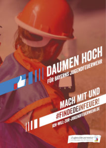 Das Plakat der diesjährigen Jugendfeuerwehrkampagne #FINDEDEINFEUER